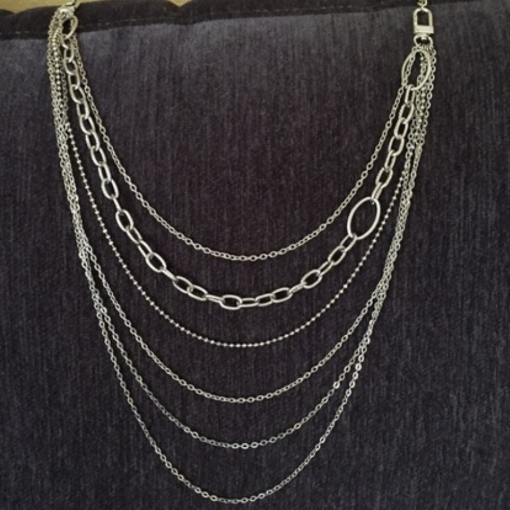 Silver plated necklace With layered chains